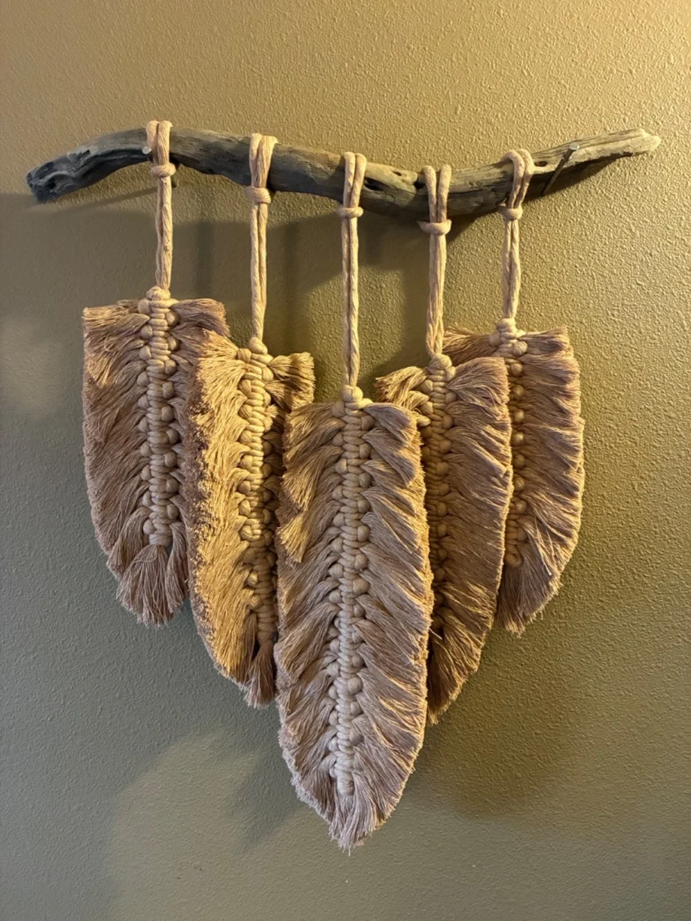 Various Macrame Feather Wall Hangings